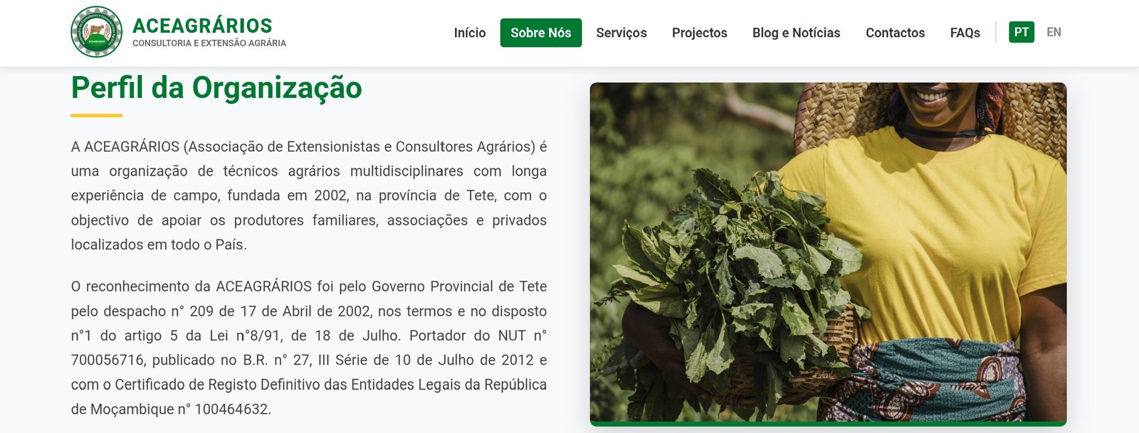 ACEAGRARIO — Desenvolvimento de Website Institucional